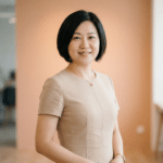 Asian woman smiling indoors
